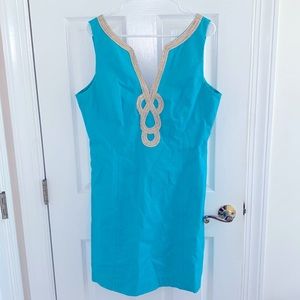 Teal green with gold Lilly Pulitzer dress!